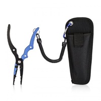 Pliers & Hook Removers Aluminum Alloy Fishing Pliers Split Ring Cutter With Sheath And Retractable Tether Combo Blue
