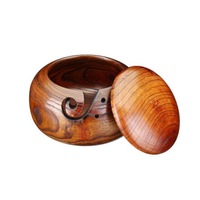 Other Crocheting and Knitting Bamboo Yarn Bowl Holder With Lid Wooden Skeins Knitting Crochet Thread Box Storage Baskets