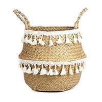 Baskets Boho Decor Wicker Storage Hand Woven Rattan Basket Foldable With Handle