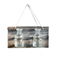 Vases Glass Vase On Hanging Wooden Wall Plaque Home Decor