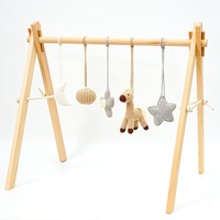 Activity Wooden Baby Play Gym Toys With Handmade Hanging Crochet Cowboy Horse