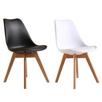 Padded Retro Replica Dining Chairs Cafe Kitchen Beech Chair Cafe Kitchen Black/White