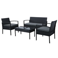 4pc Lounge Dining Set Outdoor Furniture Rattan Wicker Chair Table Garden Patio Balcony
