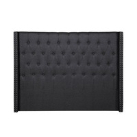 Foret Bed Head Double Size Headboard Bedhead Frame Base Stud Tufted Fabric Black