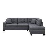 Foret 4/5 Seater Sofa Modular Corner Lounge Chaise Couch Studs Fabric Dark Grey