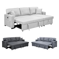 Foret 3 Seater Sofa Bed Modular Corner Pullout USB Lounge Storage Chaise Fabric in shade Charcoal