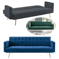 Foret 3 Seater Sofa Bed Lounge Recliner Couch Futon Chair Velvet Fabric Tufted - 3 Colours