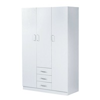 Foret Cabinet Wardrobe Clothes Rack Bedroom Storage Organiser 3 Drawers 3 Doors