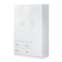 Foret Cabinet Wardrobe Clothes Rack Bedroom Storage Shelf Organiser White 3 Door