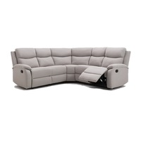 Foret 5 Seater Sofa Corner Lounge Recliner Footrest Bed Chaise Couch Fabric Grey Light