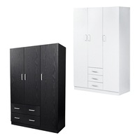 Foret Cabinet Wardrobe Clothes Rack Bedroom Storage OrganiserColour:BLACK