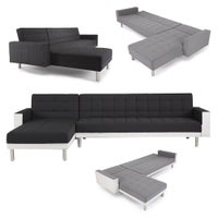 Sofa bed 3m Linen Fabric 5 Seater Recliner Coner Funton Couch Lounge 4 Colours