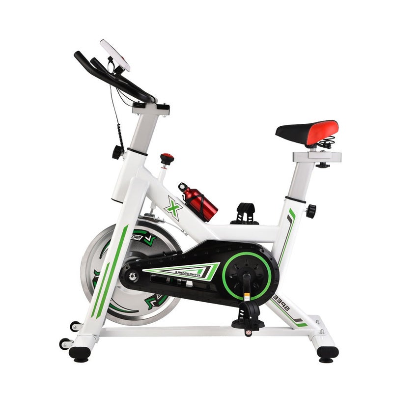 White Exercise Spin Bike Home Gym Workout Equipment Cycling Fitness Bicycle 6kg Wheels Australia
