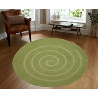 Handmade Round Wool Rug - Swirl - Green - 160x160cm