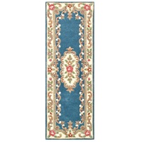 Traditional Handmade Wool Rug - Avalon - Blue - 67x210cm