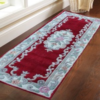 Traditional Handmade Wool Rug - Avalon - Red - 67x210cm