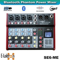 E-Lektron SE-6 Live Audio Mixer 6 Channel Mixer incl. USB Bluetooth Soundcard Phantom Power