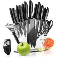 17 Piece Knife Set with Block and Sharpener