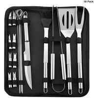 18pcs Barbecue Grill Utensils Kit Stainless Steel BBQ Grill Tools Set