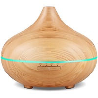 500ml Aromatherapy Essential Oil Diffuser Wood Grain Cool Mist Humidifier Room Decor Lighting with 7 LED Color Changing Lamp