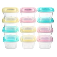 Baby Food Snack Plastic Storage Container with Lids, 12 Pack Set BPA Free Freezer & Dishwasher Safe for Kids