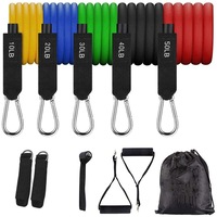 Resistance Band Set Includes 5 Stackable Exercise Bands with Handles, Carry Bag, Ankle Straps and Door Anchor Accessory