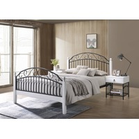 Alexa Wood & Metal Bed Frame - Black and White