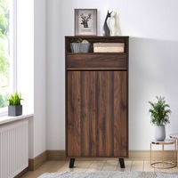 Hazel 4 Tier Shoe Cabinet with Drawer - Walnut