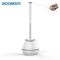 BOOMJOY Toilet Brush and Hoder Bathroom Cleaning TPR Rubber Built-in Tweezer