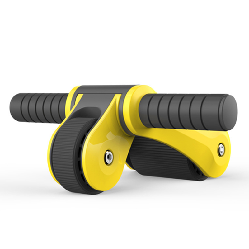 Household Multifunctional Abdominal Exercise Device Folding Double Wheel Bearing Roller Mute Sports Equipment-Yellow
