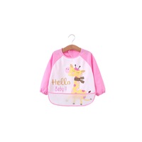 Long Sleeved Baby Bibs Waterproof Sleeved Bib - Light Pink