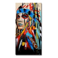 Modern Wall Art Prints Coloful Girl Feathered Women Canvas Painting For Living Room Home Decor, Size:40X80cm