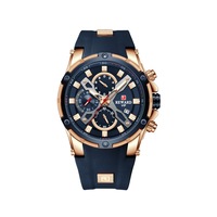 W12 Blue Sports Watch Multi-function Chronograph Watch Silicone Luminous Waterproof Calendar Quartz Watch for Man