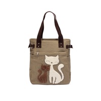 Women Canvas Handbag Cat Big Tote Bag