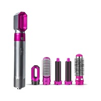 5 IN 1 Hair Dryer Brush Hot Comb Air Volumizer Curler Straightener Curling Style Grey