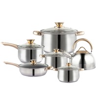 12Piece Cookware Set Kitchen Stainless Steel Stock Pot Pan Sets Saucepan Casserole kettle