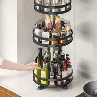 1/2/3 Tier Lazy Susan Turntable Carbon Steel Rotating Spice Holder Kitchen Pantry Cabinet Organizer