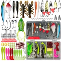 107 PCS Fishing Tackle Box Full loaded Accessories Hooks Lures Baits Worms Freshwater Saltwater