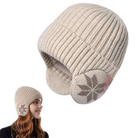 2 in 1 Warm Knitted Ear Flap Beanie Knitted Hat