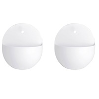 2 or 4 or 8Pcs Plastic Half Round Mini Planter Wall Mounting Hanging Plant Pots Home Decoration