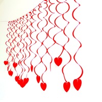 3 Bags or 6 Bags Hanging Red Heart Swirls Decoration Set Valentines Day Decorations Home Party Hanging Decoration