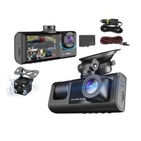 3 Channel Dash Cam Front and Rear Inside 1080P Full HD 170 Degree Wide Angle Dashboard Camera with 32GB SD Card
