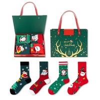 4 Pairs Christmas Socks Funny Cotton Socks with Christmas Box Christmas Holiday Socks