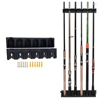 6-Rod Rack Wall Mounted Fishing Pole Holder