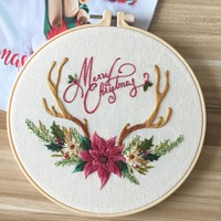 Christmas Embroidery Starter Kit DIY Cross Stitch Pattern Needlework Embroidery Set