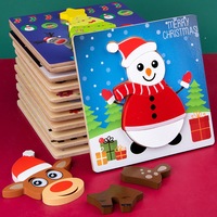 Christmas Wooden Puzzles for Kids Toddlers Educational Toys