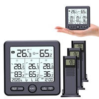 Indoor Outdoor Wireless Digital Thermometer Hygrometer with 3 Transmitters