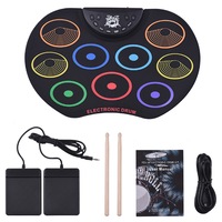 Portable Electronic Drum Set Kit Tabletop Roll-Up Electric Drum