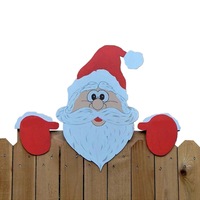 Santa Claus Christmas Fence Peeker Decoration Garden Decor