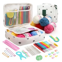 Set of 58Pcs Crochet Kit with Storage Bag Yarn and Knitting Accessories Set Crochet Hook Set for Beginners